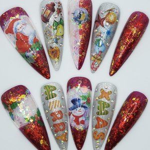 Christmas Long Stiletto Press on Nails